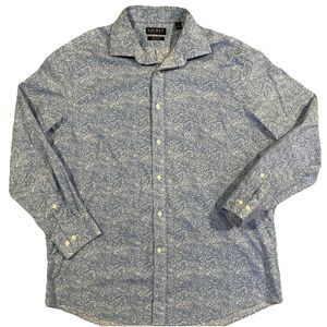 Ralph Lauren Black Label Shirt‎ Size 17 32/33 Blue Paisley Button Up